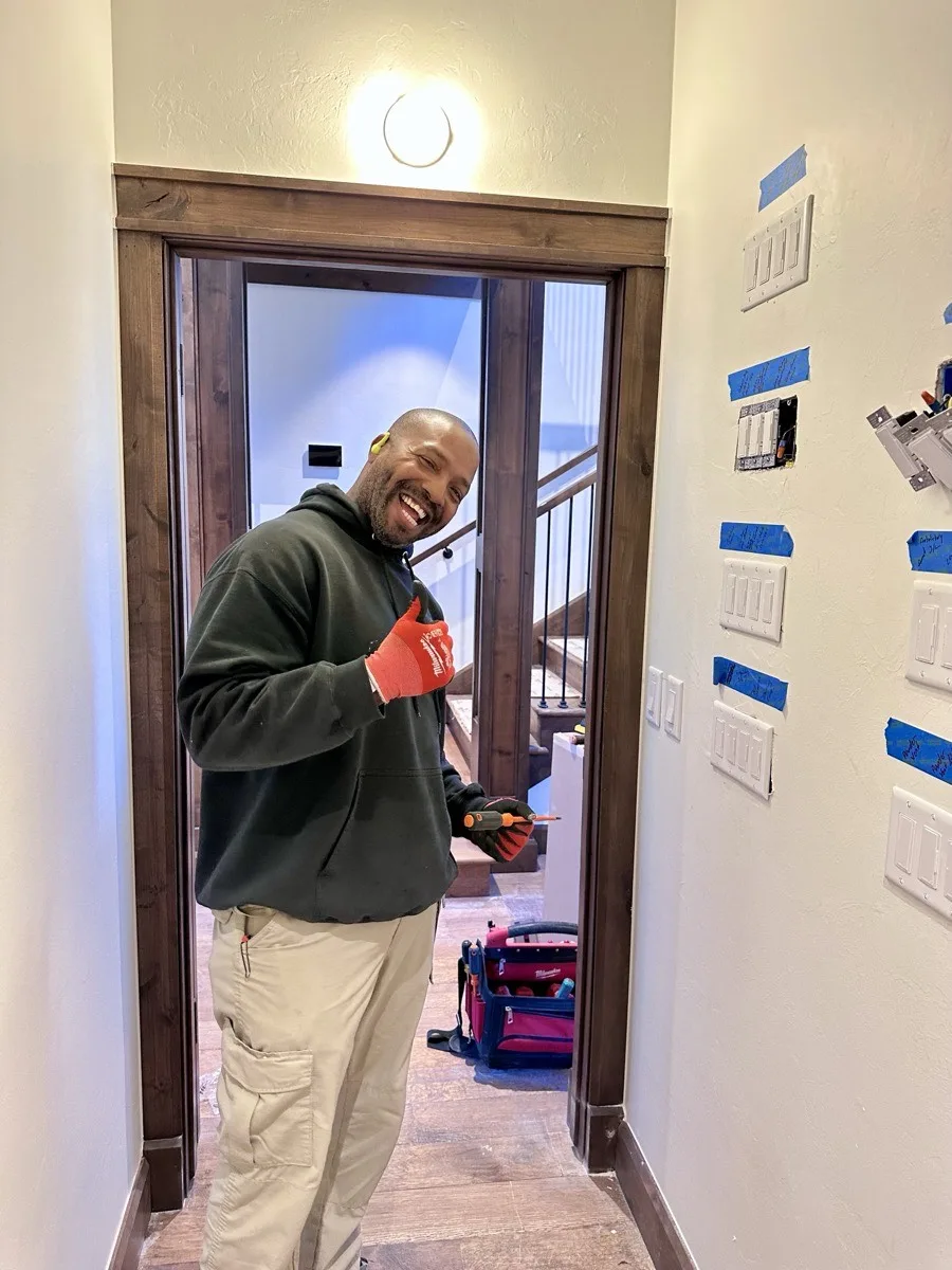 Ka'ron, journeyman electrician at Grider Electric, on a job in Arcadia, OK
